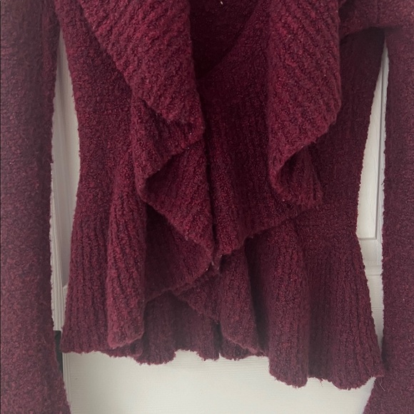 Moda International Deep Red Ruffled Cardigan - Picture 4 of 8